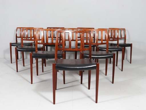 10 eetkamerstoelen van Niels Otto Møller voor Jl Møllers, model: 83, Denemarken, jaren 1960,