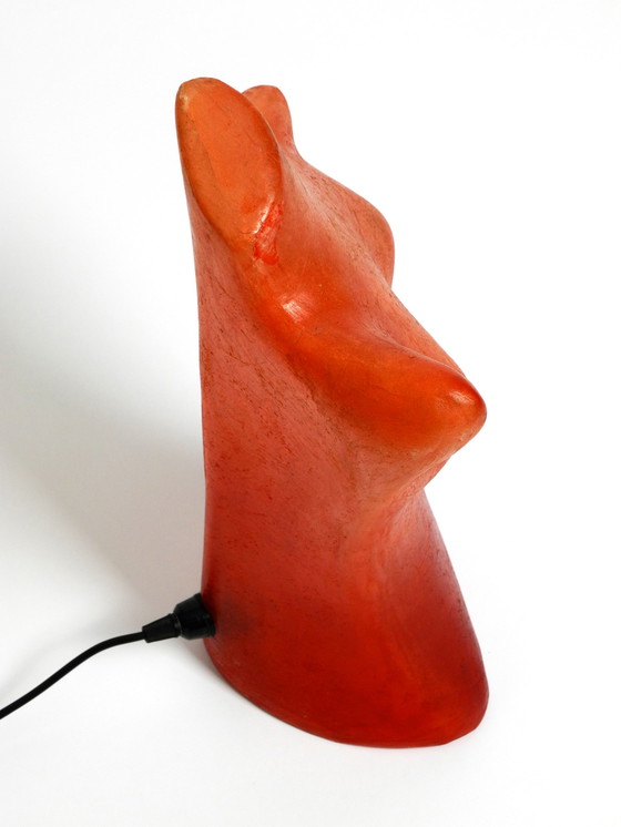 Image 1 of Uitzonderlijke 1960 vrouwen torso tafellamp van glasvezel in rood