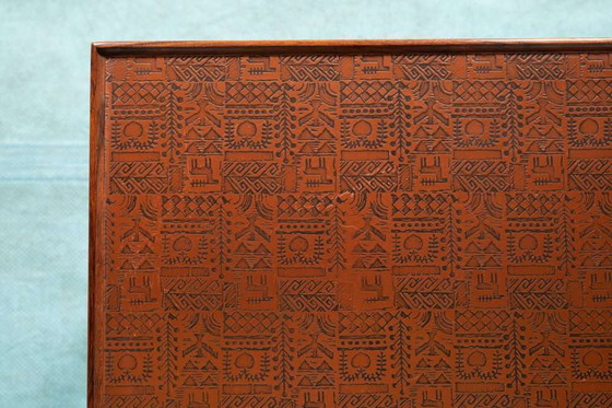 Image 1 of Vintage Deens design salontafel koper blad geponst, 60s