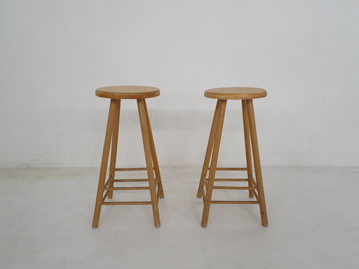 Set Of Two Mid-Century Bar Stools, The Netherlands 1960'S