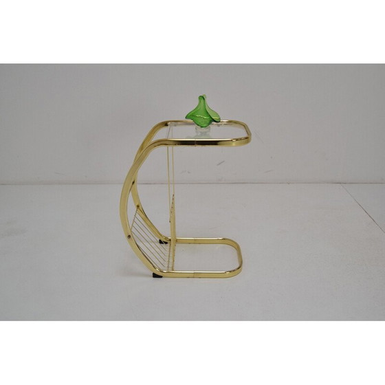 Image 1 of Vintage glazen en koperen bijzettafel, Duitsland 1990