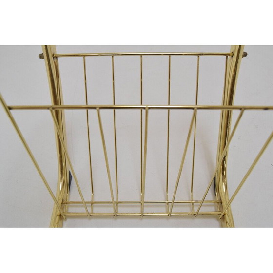 Image 1 of Vintage glazen en koperen bijzettafel, Duitsland 1990