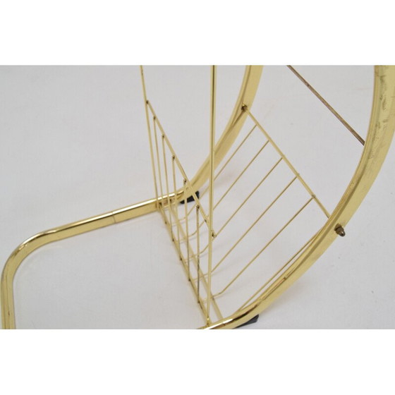 Image 1 of Vintage glazen en koperen bijzettafel, Duitsland 1990