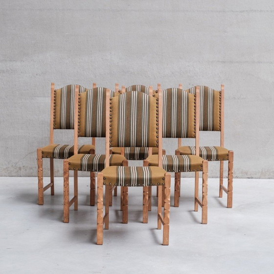 Image 1 of Set van 6 vintage eiken eetkamerstoelen, Denemarken 1960