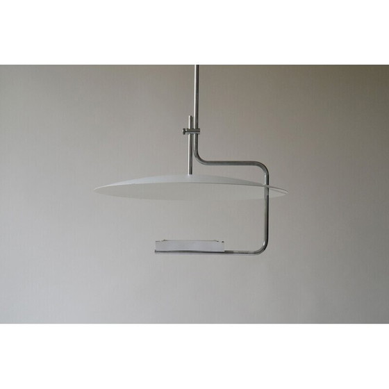 Image 1 of Paar vintage hanglampen 20575 van gelakt metaal en roestvrij staal van Sabine Charoy, jaren 1980