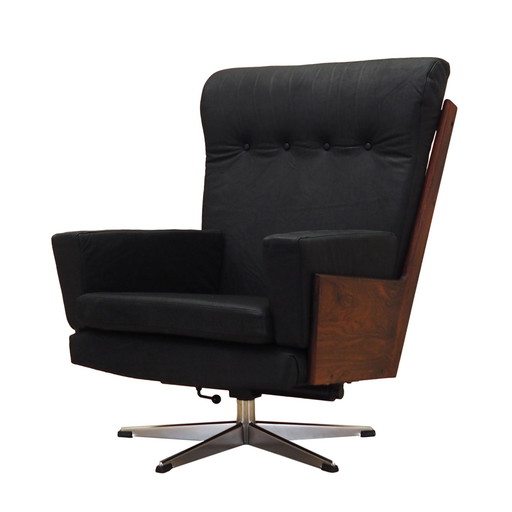 Office leren fauteuil, Deens ontwerp, 1970S, Productie: Denemarken