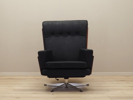 Office leren fauteuil, Deens ontwerp, 1970S, Productie: Denemarken