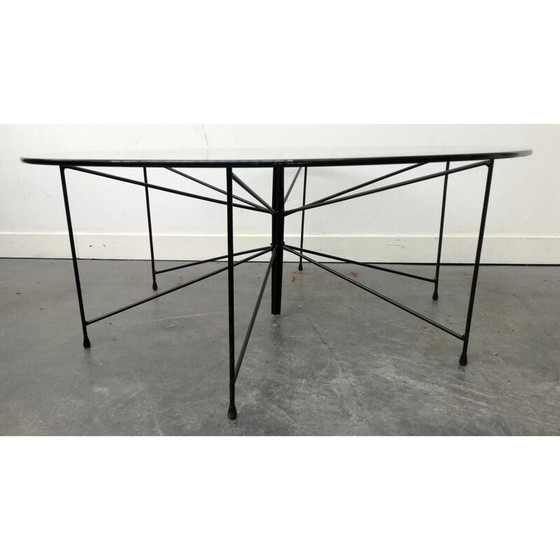 Image 1 of Vintage spider salontafel van zwart gelakt metaal, jaren 1950