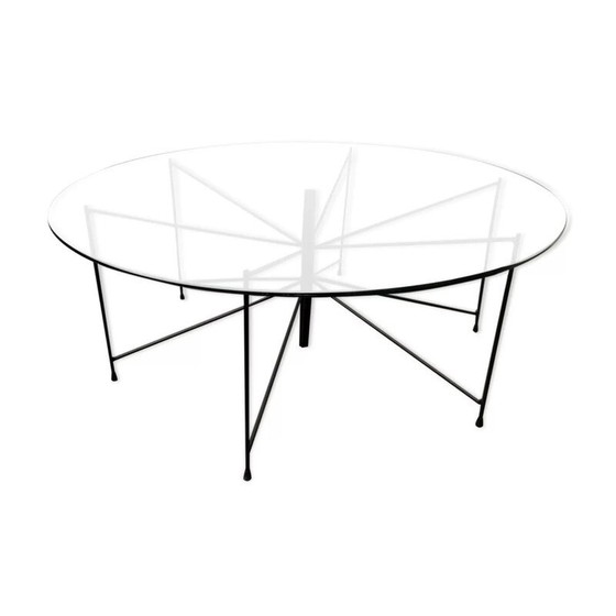 Image 1 of Vintage spider salontafel van zwart gelakt metaal, jaren 1950