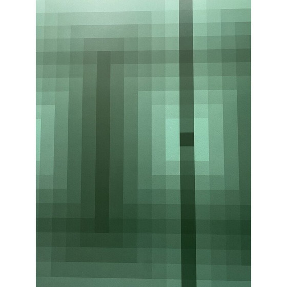 Image 1 of Vintage "eerbetoon aan Vasarely" litho door Jim Bird, 1970