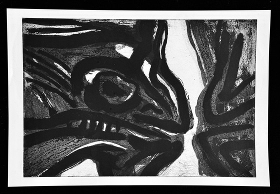 Image 1 of Prachtige en zeldzame abstracte litho van Bengt Lindstrom