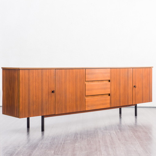 Jaren '60 dressoir, walnoot, 248cm, gerestaureerd