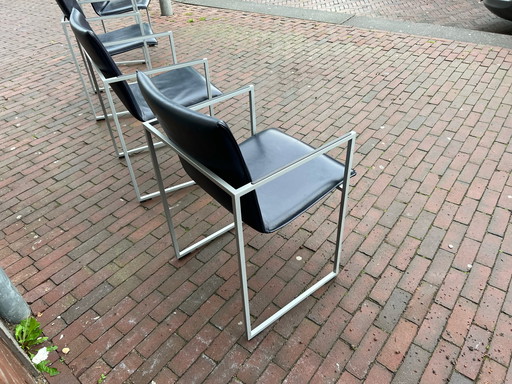 4x Arco Frame Stoelen Blauw leer