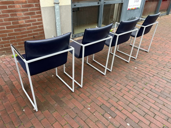 Image 1 of 4x Arco Frame Stoelen Blauw leer