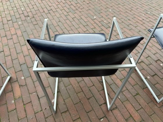 Image 1 of 4x Arco Frame Stoelen Blauw leer