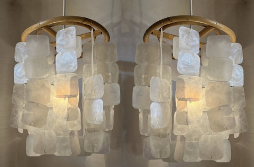 Capiz Hanglampen Vintage Bamboe Hanglamp Set Van 2