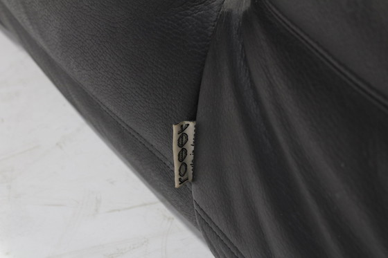 Image 1 of Originele Vintage Ligne Roset zwart leren Togo 2 zits sofa 1990