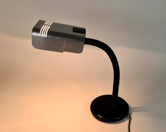 Image 1 of Vintage Italiaanse Targetti Design - Gooseneck - Desk Lamp - Verstelbaar - Buigbaar - Studielamp - Kantoorlamp - Nachtkastje lam