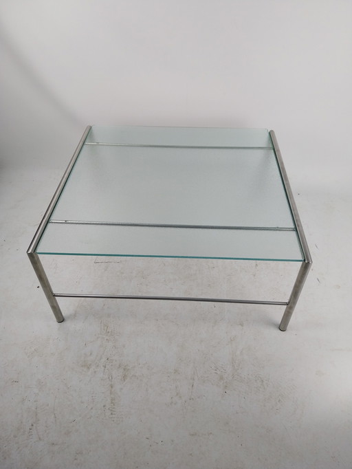 1 x 't spectrum salontafel rvs glas.  Door Martin Visser 1970's 