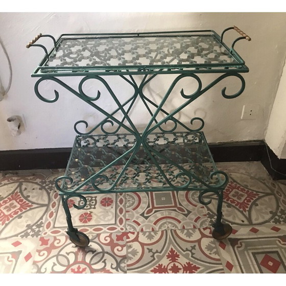 Image 1 of Vintage smeedijzeren trolley, 1950