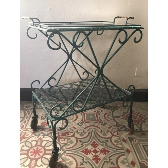 Image 1 of Vintage smeedijzeren trolley, 1950