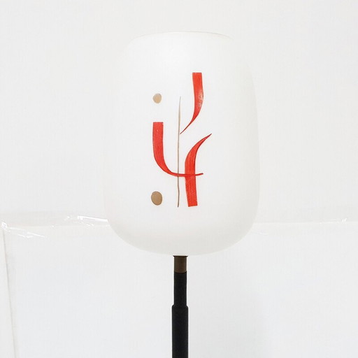 Vintage vloerlamp van staal en glas, 1950