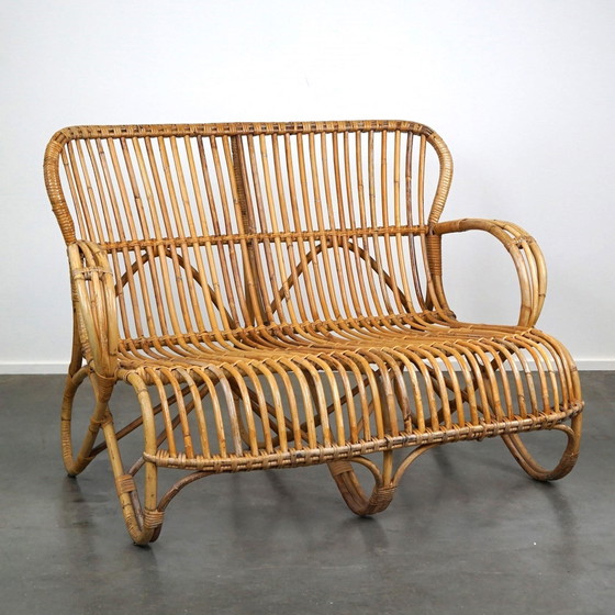 Image 1 of Vintage rotan Belse 8, Dutch Design, 1950, 2 zits bank