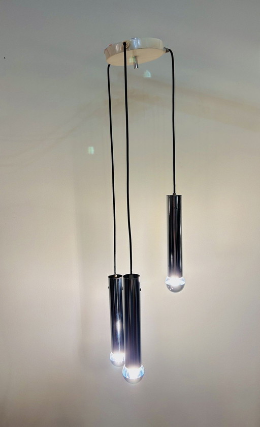 Cascade buisvormige chroom 3-lichts hanger