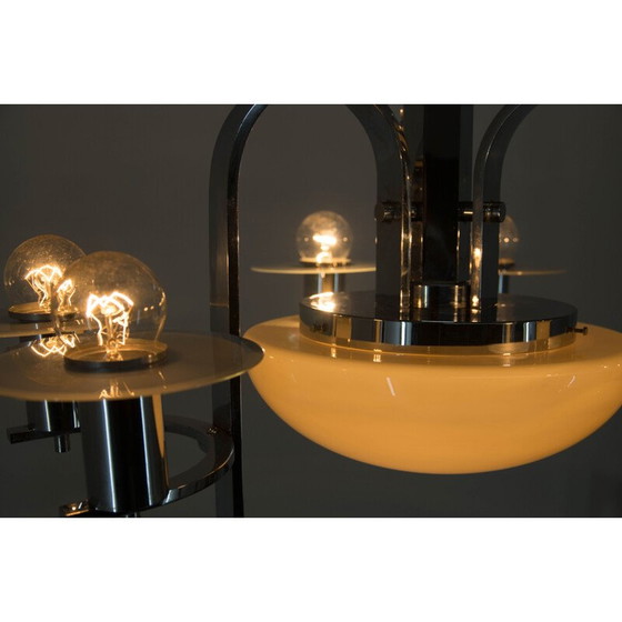 Image 1 of Vintage kroonluchter van gezandstraald glas, 1930