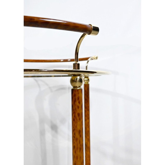 Image 1 of Vintage roltafel van glas en verguld metaal, 1980