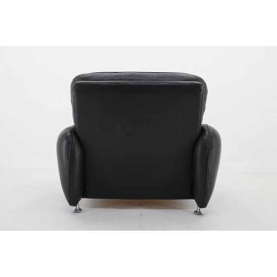 Image 1 of Vintage zwarte leren fauteuil, Italië 1970