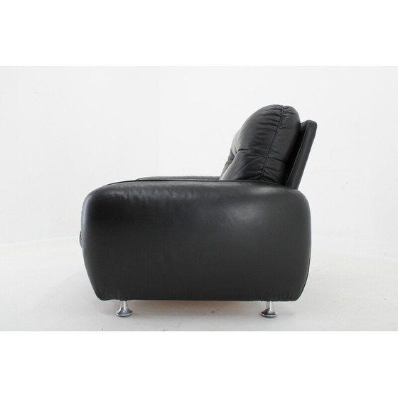 Image 1 of Vintage zwarte leren fauteuil, Italië 1970