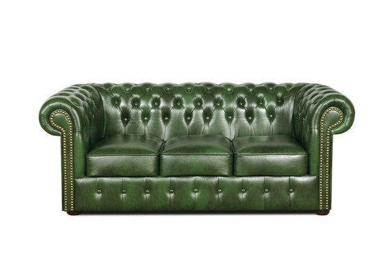 Image 1 of Engels chesterfield bankstel Bankstel Lederen bankstel vintage stijl