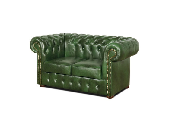 Image 1 of Engels chesterfield bankstel Bankstel Lederen bankstel vintage stijl