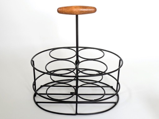 Deense flessenhouder | Teak & Staal | 1960