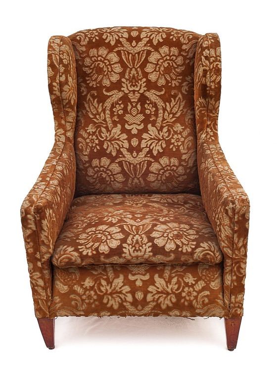 Image 1 of Zijden fluwelen fauteuil, 1900