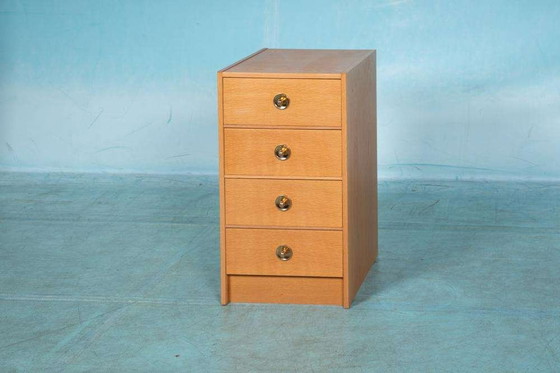 Image 1 of Minimalist blond Scandinavische ladekast eik, midmod chest