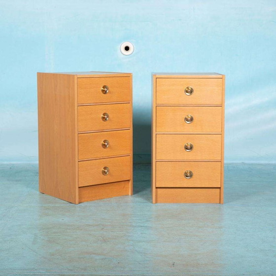 Image 1 of Minimalist blond Scandinavische ladekast eik, midmod chest