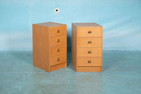 Image 1 of Minimalist blond Scandinavische ladekast eik, midmod chest