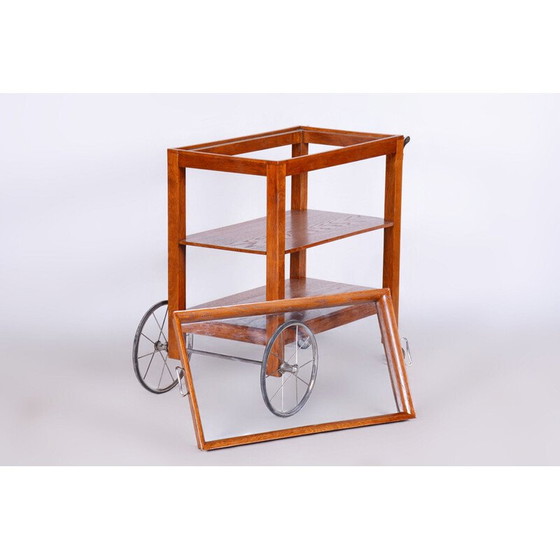 Image 1 of Vintage Art Deco walnoten trolley, Frankrijk 1920-1929