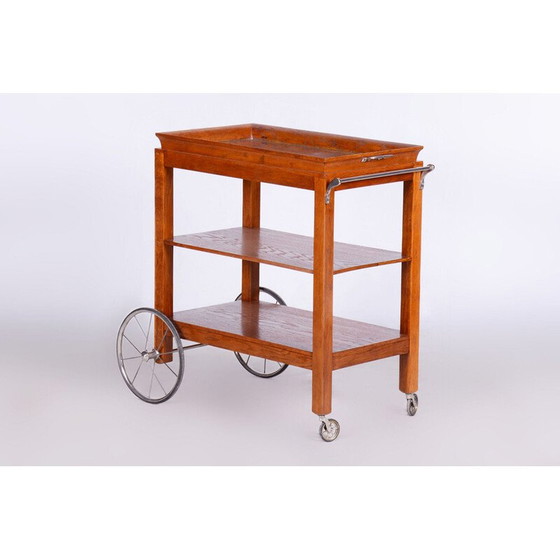 Image 1 of Vintage Art Deco walnoten trolley, Frankrijk 1920-1929