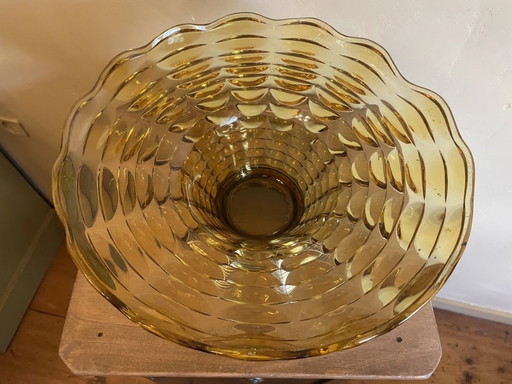 Amber Kleurige Glazen Schaal Fruitschaal Art Deco 1930 Frans