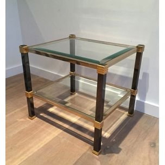 Image 1 of Paar vintage zwart en goud gelakte bankeinden, 1970