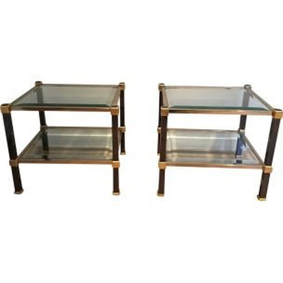 Image 1 of Paar vintage zwart en goud gelakte bankeinden, 1970