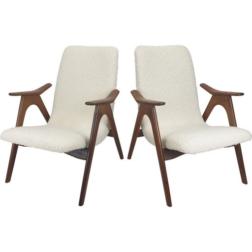 Paar vintage teakhouten fauteuils van Louis van Teeffelen voor Wébé, Nederland 1960