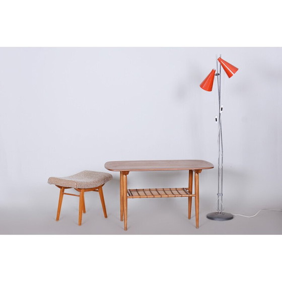 Image 1 of Vintage salontafel in kersenboom en rotan, jaren 1950