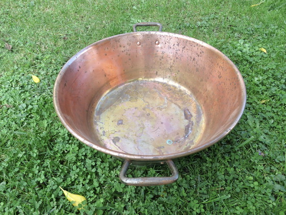 Image 1 of Bassine À Confiture En Cuivre, Frankrijk, jaren 30 40