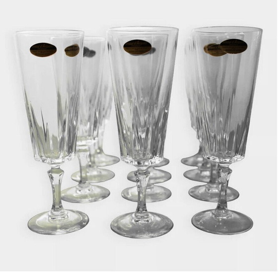 Image 1 of Set van 12 vintage "Versailles" champagneflutes van Arques kristal, 1970