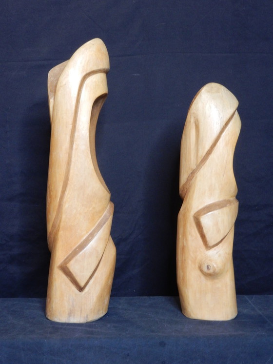 Image 1 of Handgesneden houten beelden