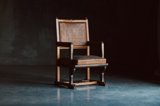 Image 1 of Vintage Art Nouveau Amsterdamse School Fauteuil door Lion Cachet dutch 1920s